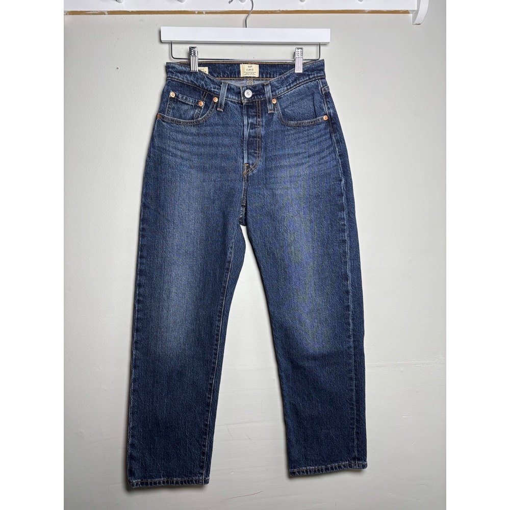 Levi's 501 Curve High Rise Straight Leg Jeans Dark Wash Women's 27